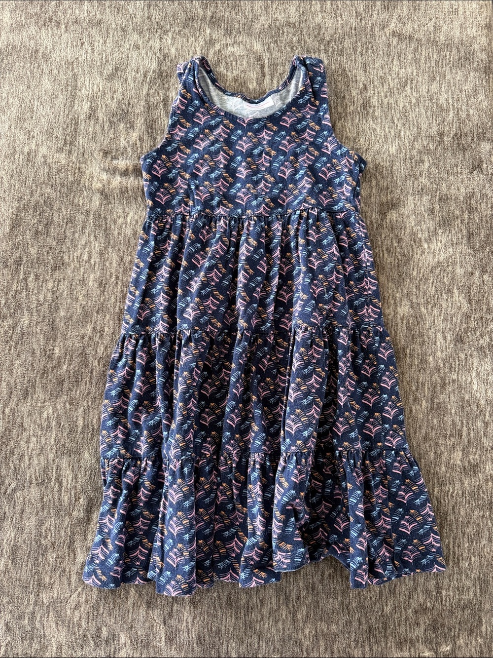 Hanna Andersson Navy Floral Tiered Sundress with Pink Accents